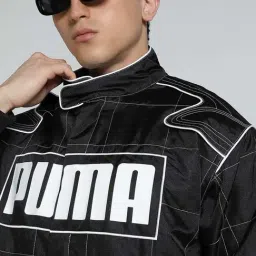Puma Black Relaxed Fit Logo Printed Jacket image 4