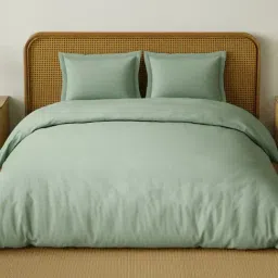 Spaces Organic Grey Cotton 180 TC Double Bedsheet with 2 Pillow Covers-picture-48