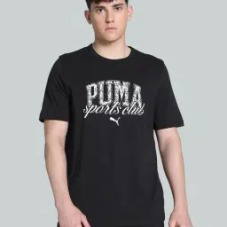 Puma Black Cotton Regular Fit Logo Printed T-Shirt-image-93