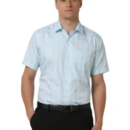 Van Heusen Blue Cotton Regular fit Checks Shirt-picture-17