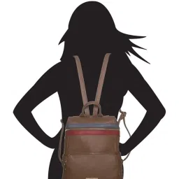 Caprese Brigetta Brown & Red Color Block Backpack image 5