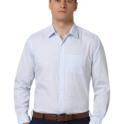Van Heusen Blue Cotton Regular fit Checks Shirt-picture-40