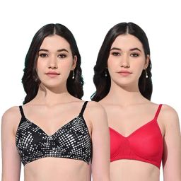 FIMS Black & Pink Printed Bras - Pack Of 2-picture-8