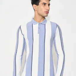 Peregrine By Pantaloons Ashley Blue Slim Fit Striped Polo T-Shirt-picture-24