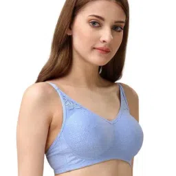 Soie Blue Lace Work Non-Padded Everyday Bra image 4