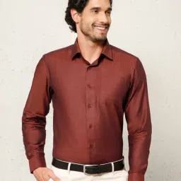 The Formal Club Ruby Imperial Herringbone Giza Cotton Regular Fit Shirt-image-11