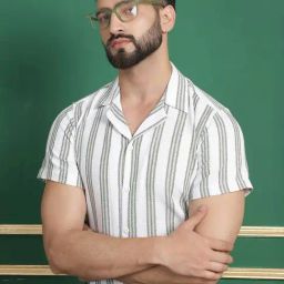 Indian Needle Green Cotton Regular Fit Striped Shirt-picture-15