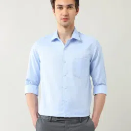 Arrow Blue Cotton Slim Fit Self Pattern Shirt-image-71