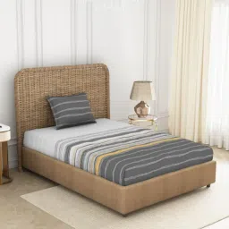 Spaces Printed Dark Grey 144 TC Cotton Single Bed Sheet with 1 Pillow Cover image 2