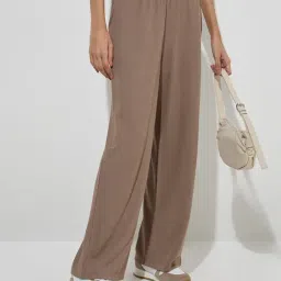 studiofit women Studiofit by Westside Taupe Waffle-Textured High-Rise Track Pants-picture-11