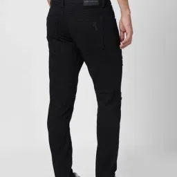 Spykar Black Slim Fit Distressed Jeans image 2