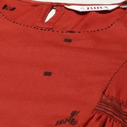 Biba Rust Embroidered Flared Kurta image 5