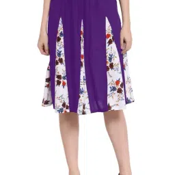 PATRORNA Purple Floral Print Midi Skirt-picture-22