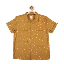 Peter England Kids Brown Floral Print Shirt-picture-25