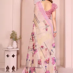 Vovar Floral Linen Blend Saree image 3
