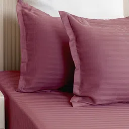 WEAVE AND DECOR Purple Striped 300 TC Bedsheet with 2 Pillow Covers image 3