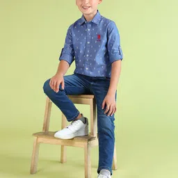 U.S. Polo Assn. Kids Boys Classic Opaque Printed Casual Shirt-picture-43