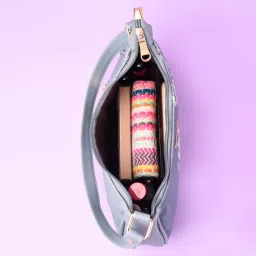 Strokes by Namrata Mehta Periwinkle Charcoal Baguette Bag image 3