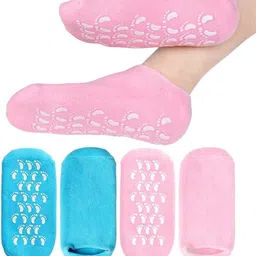 Eripeli Anti Crack Half-Length Silicone Foot Protector Moisturizing Silicone Socks Suitable for Men & Women Foot-Care, Heel Cracks and Heel Pain (Multicolor, Pack of 1) image 1