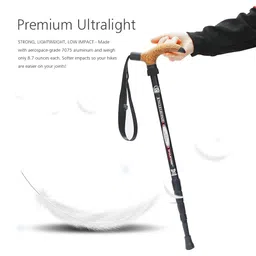 bygytyo Begator T-Shaped Handle Retractable Aviation Aluminum Alloy Alpenstock Adjustable Telescopic Pole Anti Shock Walking Hiking Stick image 3