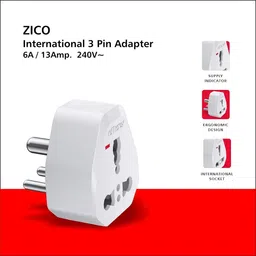 elleys' Zico International 3 Pin Adapter (6A / 13mp.240 V) (Pack of 2) image 4