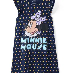 Honeyhap Disney Single Jersey Knit Frill Sleeves Nighty with Minnie Mouse Graphics - Navy Blue-picture-29
