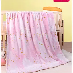 Babyhug Premium All Season Coral Blanket with Star Print - Pink-image-63