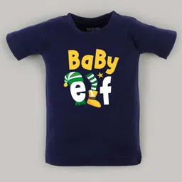 FFlirtygo Christmas Theme Cotton Half Sleeves Baby Elf Printed T-Shirt - Navy-picture-24