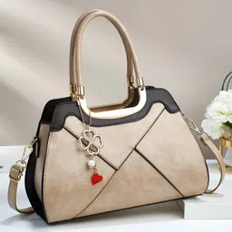SYGA Women Pillow-Shaped Handbag | Elegant Stitching & Contrast Color Design | Zipper Closure Bag for Daily Use (Khaki)-image-55