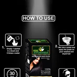 VEDICAYURVEDA Henna Based Ammonia Free Hair Color - 100 g - Black image 3