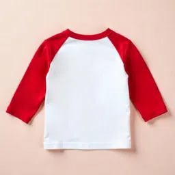 KNITROOT Cotton Knit Christmas Theme Full Raglan Sleeves Official Elf Crew Text Printed Tee - Red & White image 3