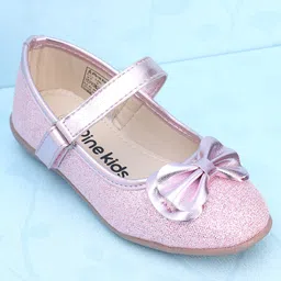 Pine Kids Ballerinas with Velcro Closure & Bow Applique - Pink image 3