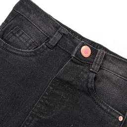 Babyhug Denim Full Length with Stretch Washed Jeans - Black image 3