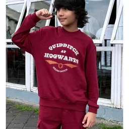 Nap Chief Cotton Blend Knit Pack of 2 Full Sleeves Warner Bros Featuring Harry Potter Quidditch & Urban Mood Text Printed Sweatshirts & Shorts Set - Multi Colour image 4