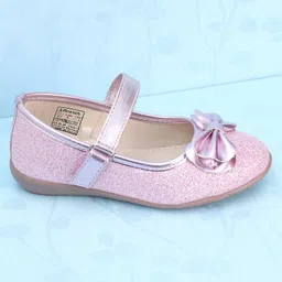 Pine Kids Ballerinas with Velcro Closure & Bow Applique - Pink image 4