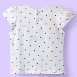 Babyhug 100% Cotton Half Sleeves Polka Dots & Floral Printed Frock With Inner Tee - Blue image 4