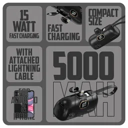 Onelife Voltgo 5000 mAh 22.5 W Nano Pocket Size Power Bank-Black image 4