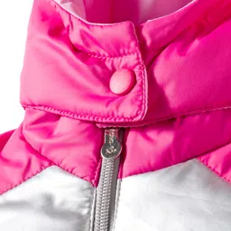 Babyoye Woven Solid Dyed Full Sleeves Hooded Padded Jacket With Color Block Design - Pink image 4