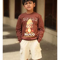 Nap Chief Cotton Blend Knit Pack of 2 Full Sleeves Warner Bros Featuring Harry Potter Quidditch & Urban Mood Text Printed Sweatshirts & Shorts Set - Multi Colour image 5