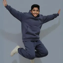 Funkrafts Knitted Knit Full Sleeves Solid Winter Hooded Sweatshirt With Pant Set - Navy Blue image 5