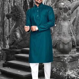 click n buy shreeram Men Solid Straight Kurta (Dark Blue)-picture-34