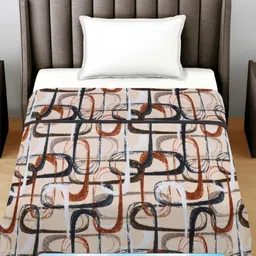 FABINALIV White & Brown Woollen AC Room 233 GSM Single Bed Blanket image 2