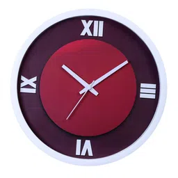 Bodh Design Red & Burgundy Colourblocked Contemporary Wall Clock image 1