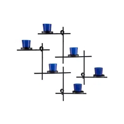 Homesake Black & Blue Set of 2 Wall Sconce Candle Holders with 6 Cups image 2