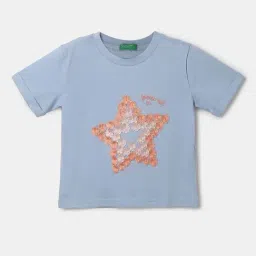 United Colors of Benetton Kids Blue Cotton Embroidered T-Shirt-picture-21