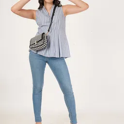 Brownverse Women Vertical Stripes Striped Cotton Regular Top image 5