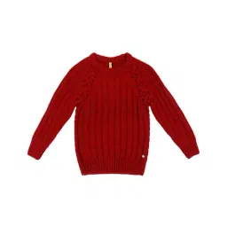 Gini & Jony Kids Red Textured Sweater-picture-17