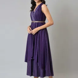 W Purple Printed Jumpsuit image 4