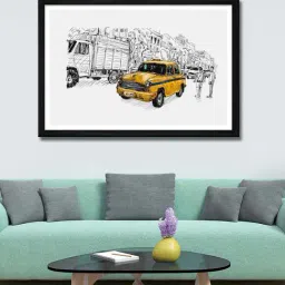 999store White & Yellow Jeep Canvas Painting-picture-18