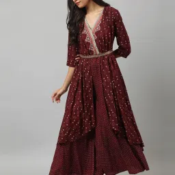 W Chocolate Brown Geometric Print Jumpsuit image 4